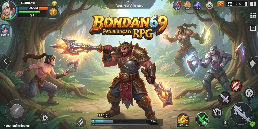 Screenshot gameplay BONDAN69 yang menampilkan pertarungan epik RPG.