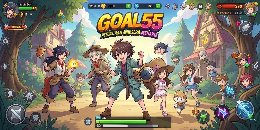 Tampilan screenshot dari gameplay seru GOAL55 dengan karakter Anime.