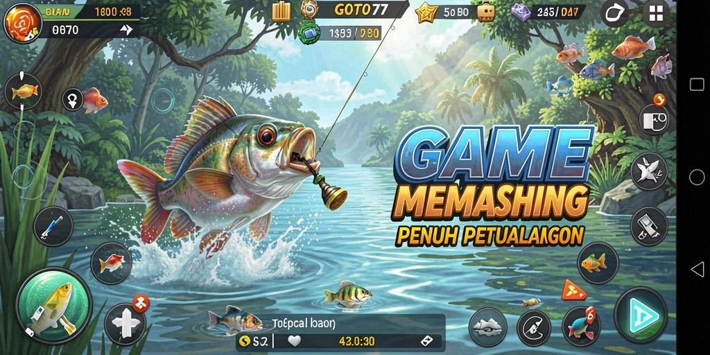 Screenshot gameplay GOTO77 menampilkan pengalaman memancing yang mendebarkan.