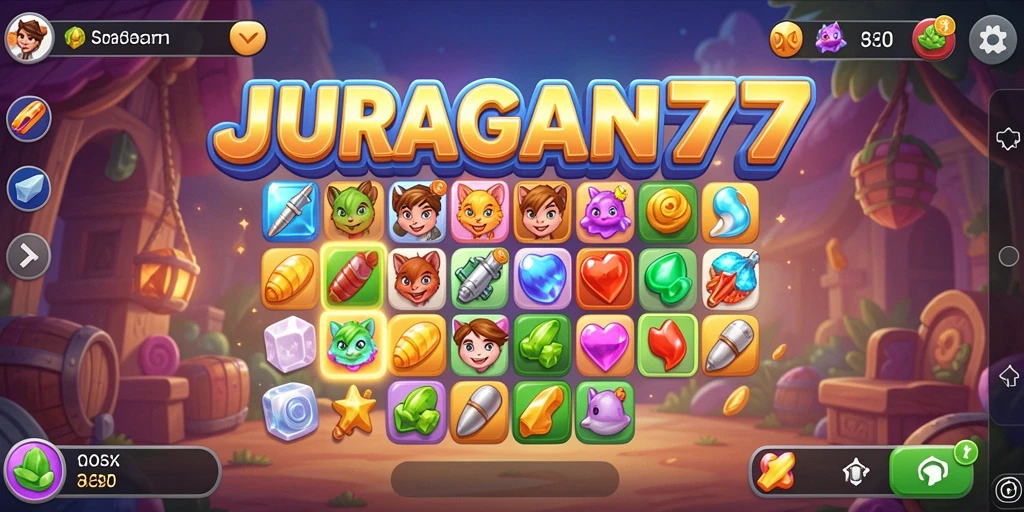 Tampilan gameplay seru di JURAGAN77 penuh warna dan tantangan.