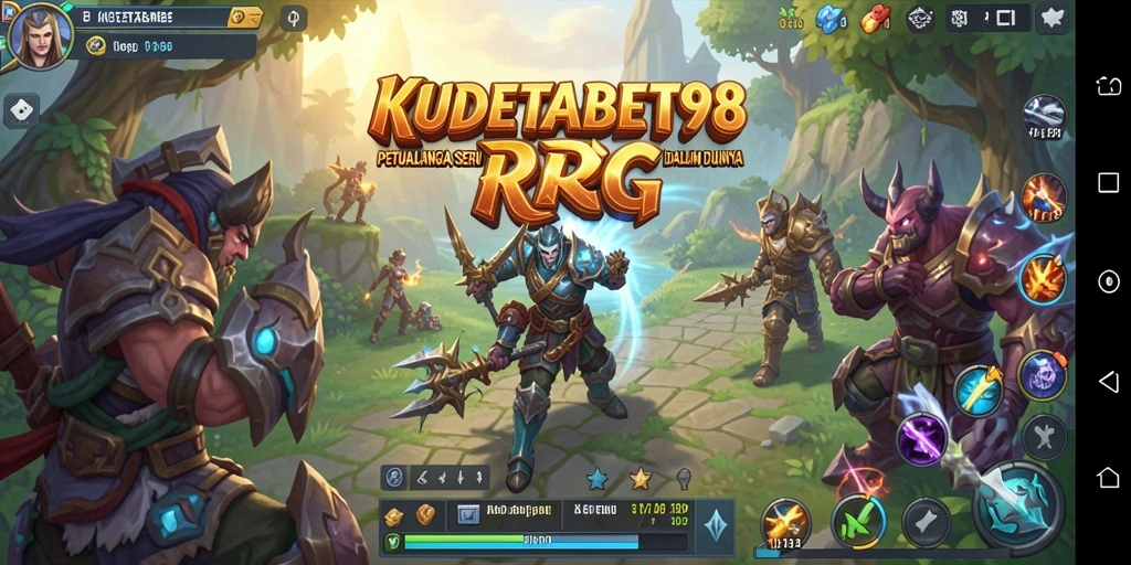 Tampilan gameplay KUDETABET98 yang menampilkan pertarungan epik dan karakter unik.
