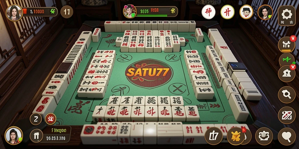 Screenshot SATU77 menampilkan gameplay Mahjong yang seru.