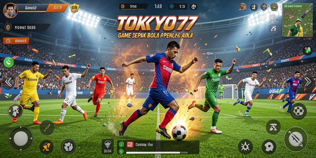 Tampilan gameplay TOKYO77 dengan aksi sepak bola yang menegangkan.